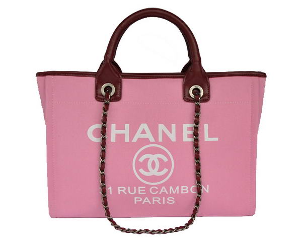 Replica Chanel Medium Canvas Tote Shopping Bag A66941 Peach On Sale
